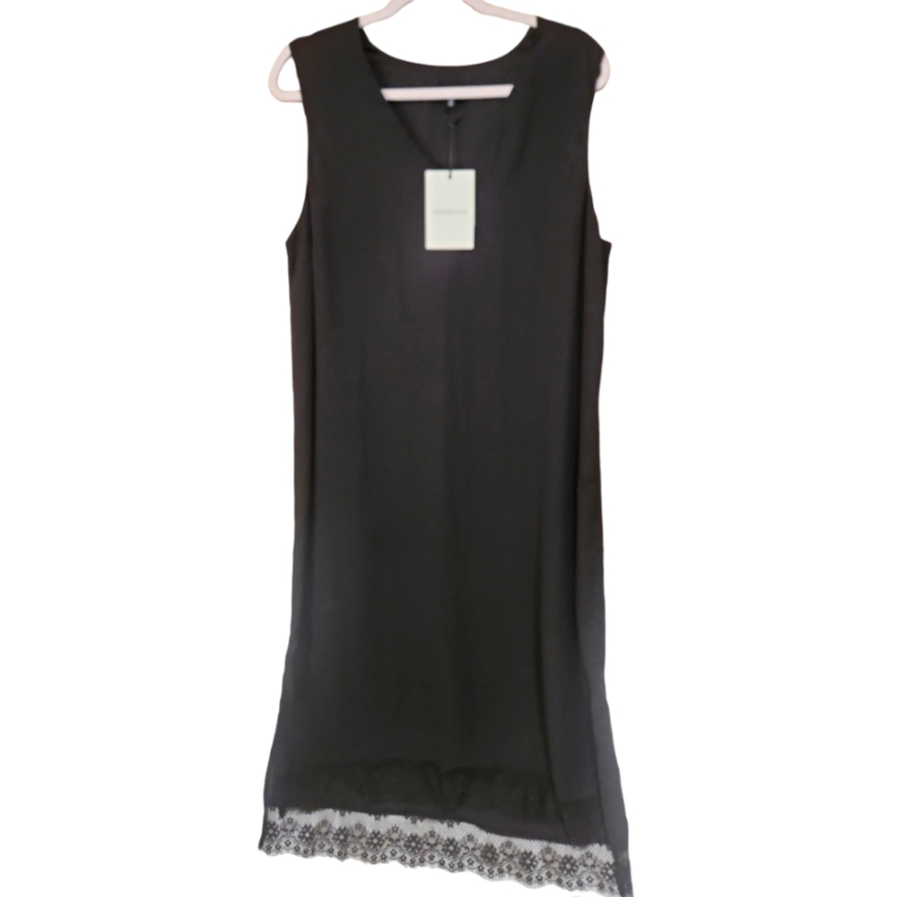 XL Who What Wear Black Sheath Dress with lace hem BNWT